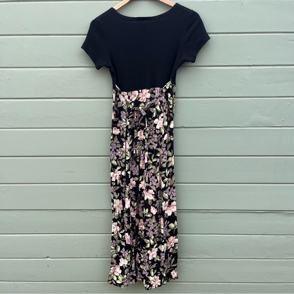 Vintage S Laura Tyler Maxi dress black floral 90s - Picture 5 of 8